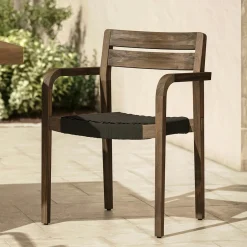 Reyes Outdoor Stackable Dining Armchair - Classic Brown