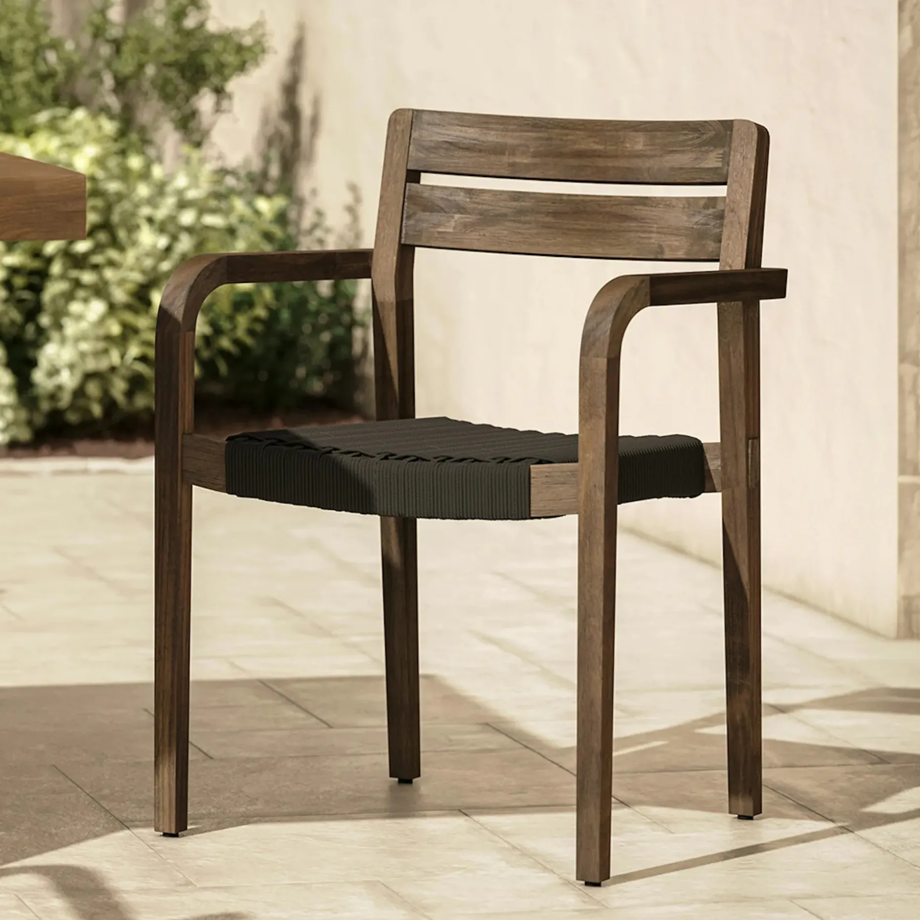 Reyes Outdoor Stackable Dining Armchair - Classic Brown
