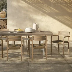 Reyes Outdoor Stackable Dining Armchair - Sun-Bleached Gray