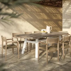 Reyes Outdoor Stackable Dining Armchair - Sun-Bleached Gray