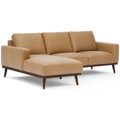 Rhett 93" Leather Left Chaise Sectional - Charme Tan