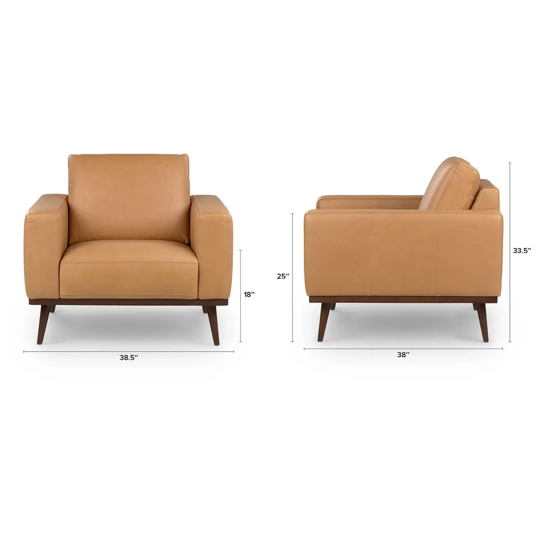Rhett 38.5" Leather Lounge Chair - Charme Tan