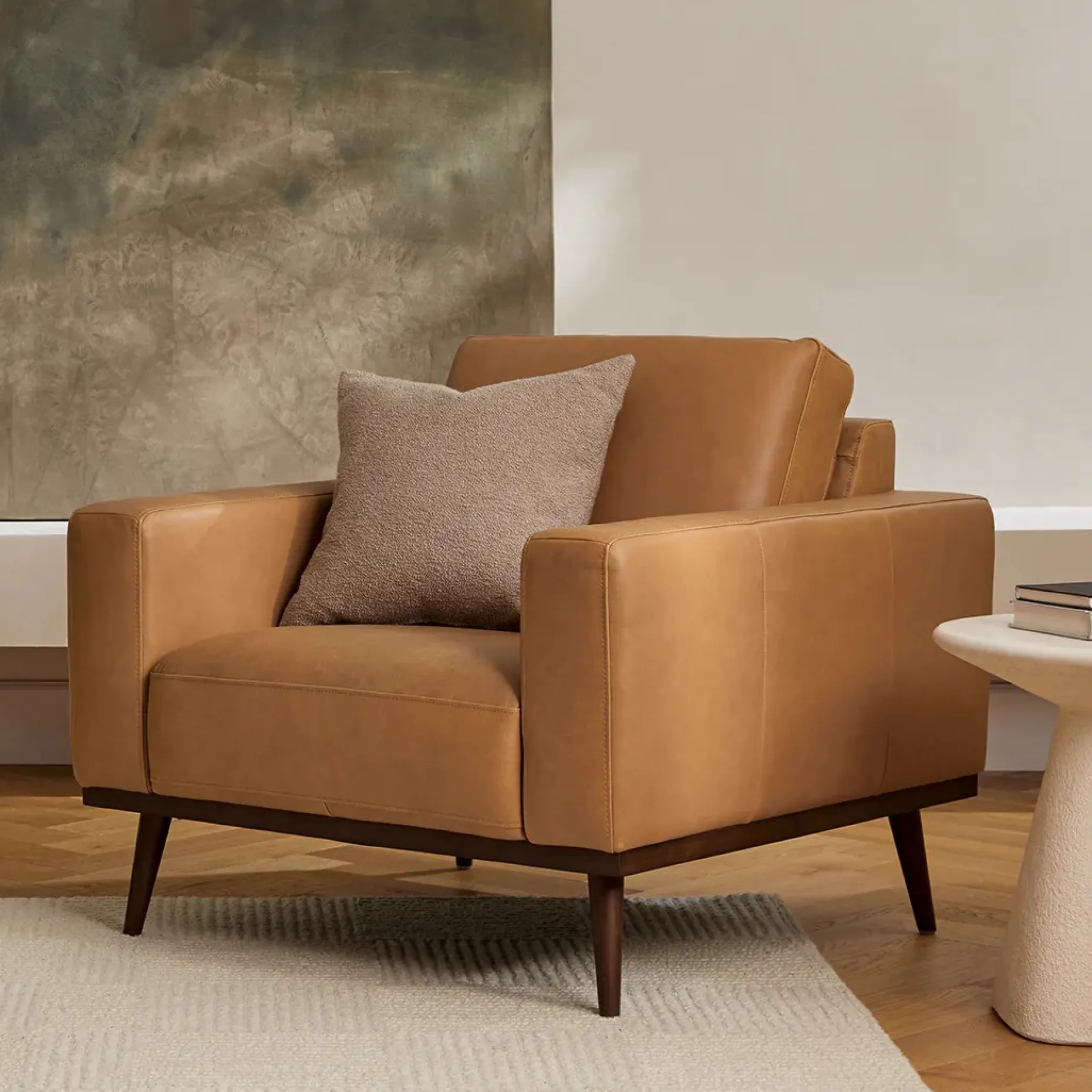 Rhett 38.5" Leather Lounge Chair - Charme Tan