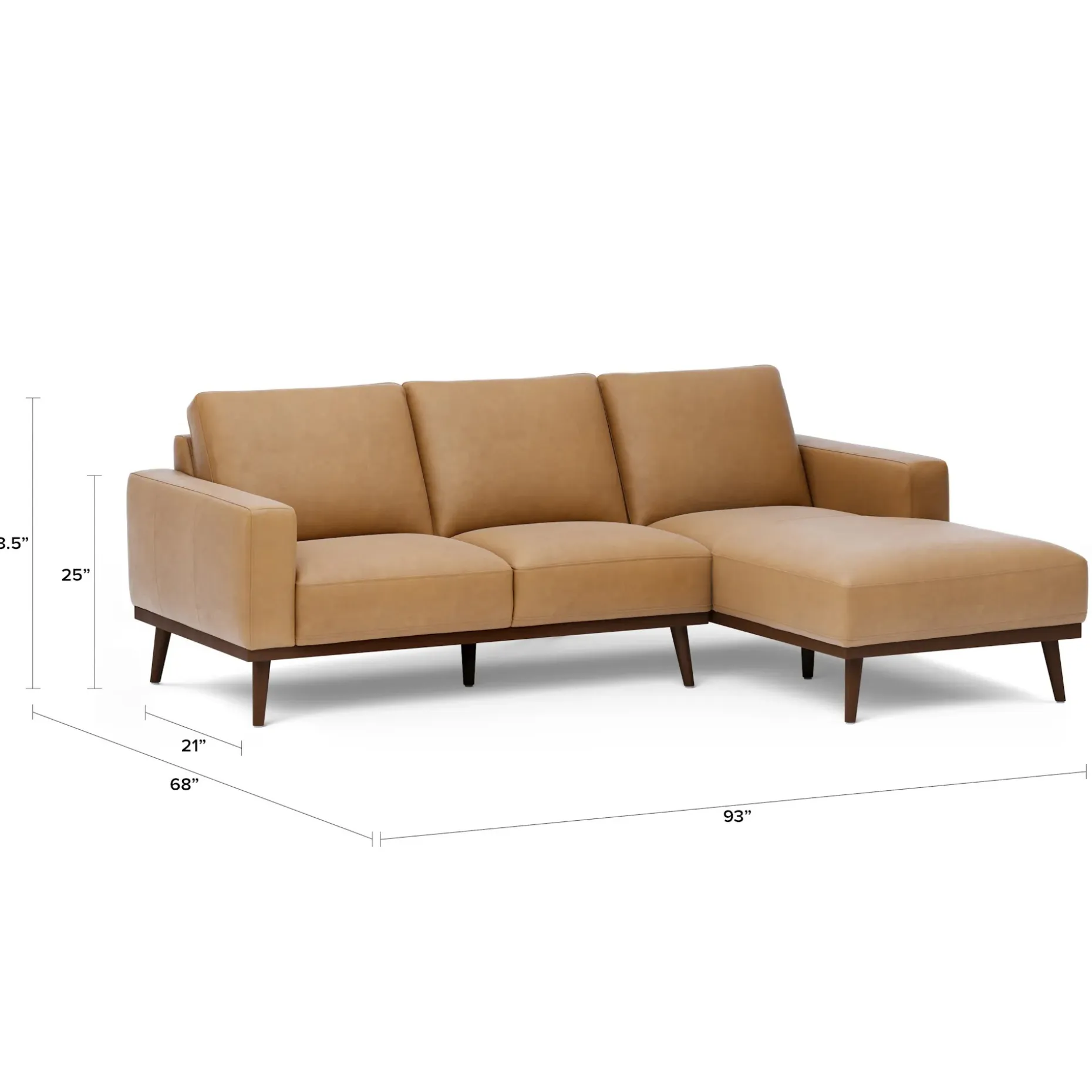 Rhett 93" Leather Right Chaise Sectional - Charme Tan