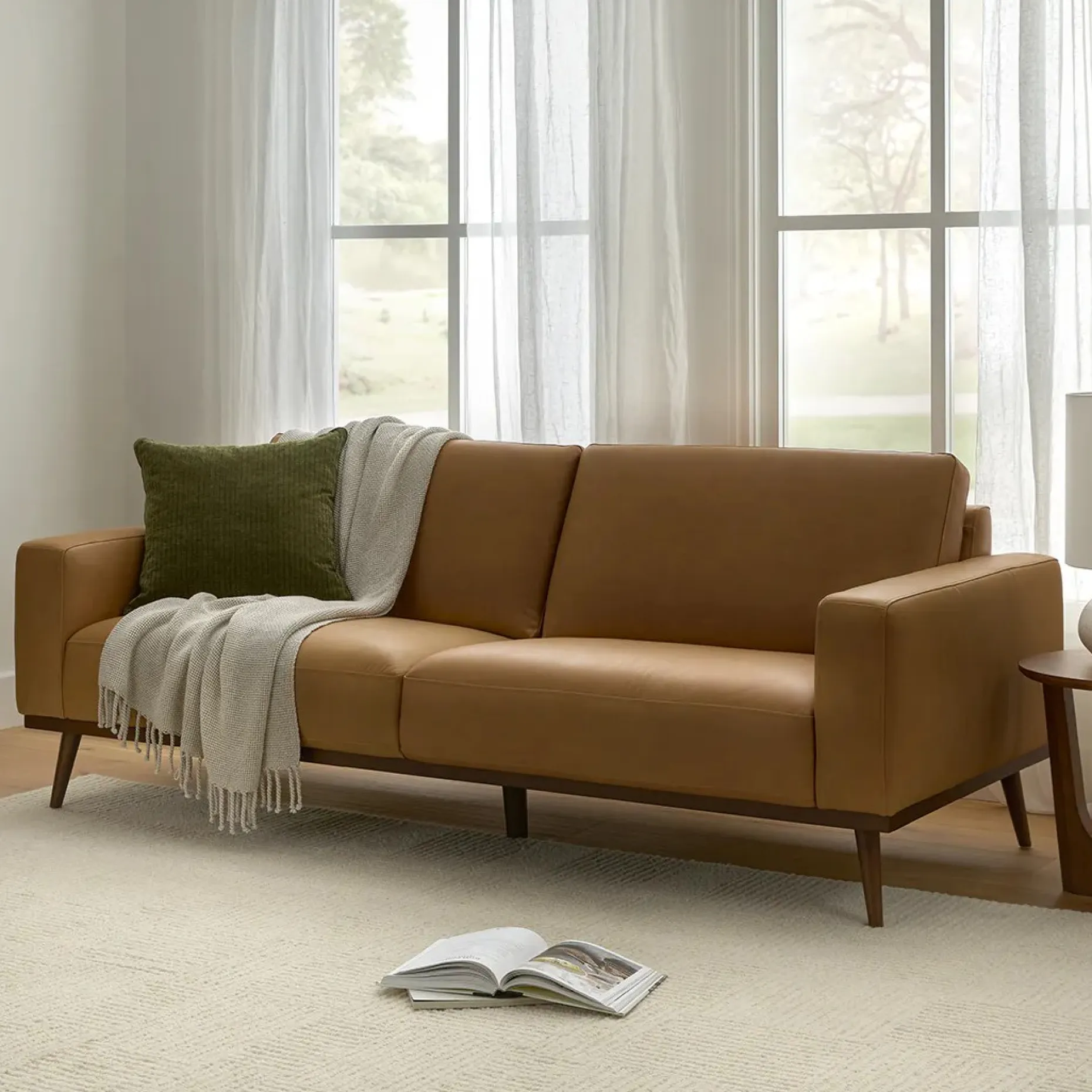 Rhett 84" Leather Sofa - Charme Tan