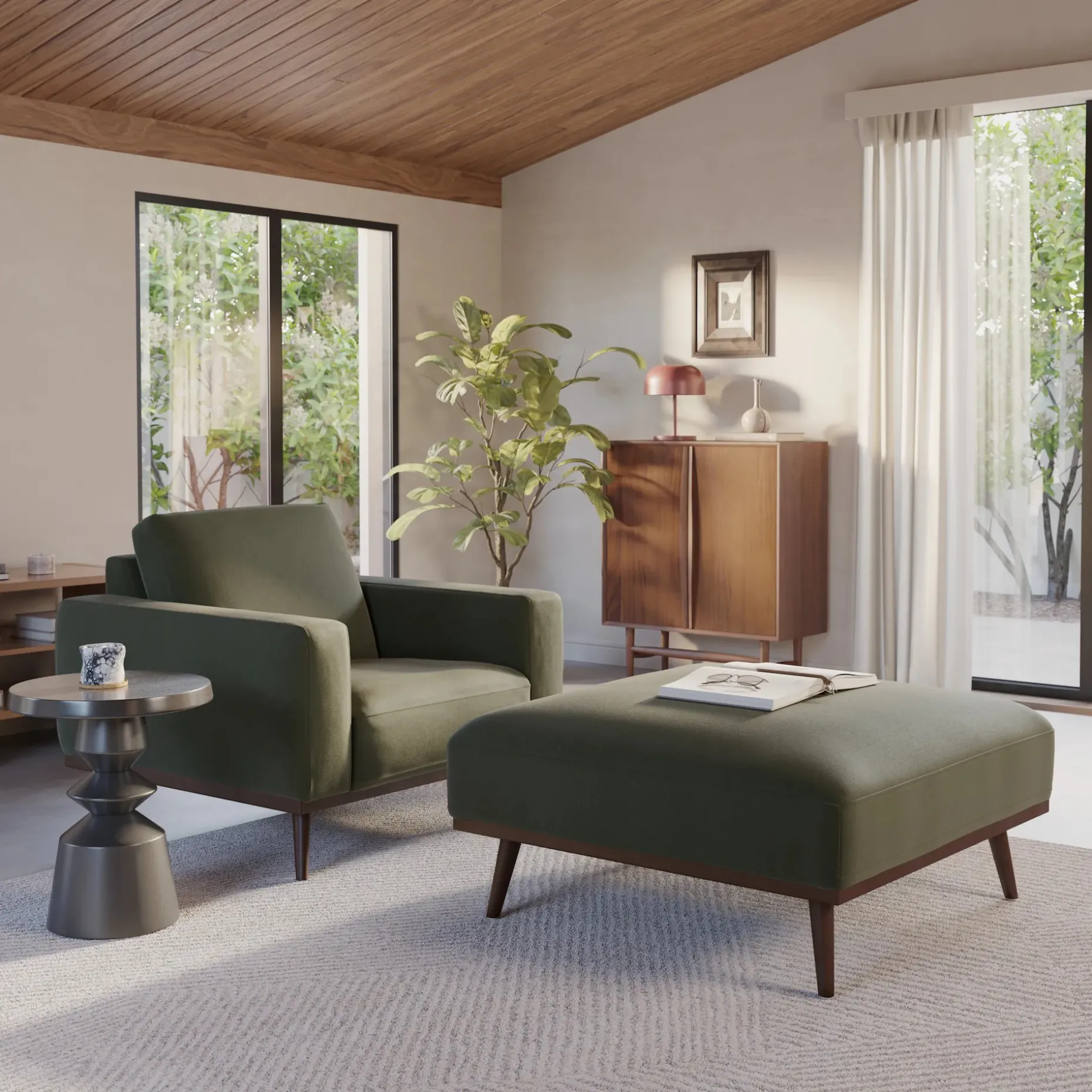 Rhett 38.5" Lounge Chair - Felted Green