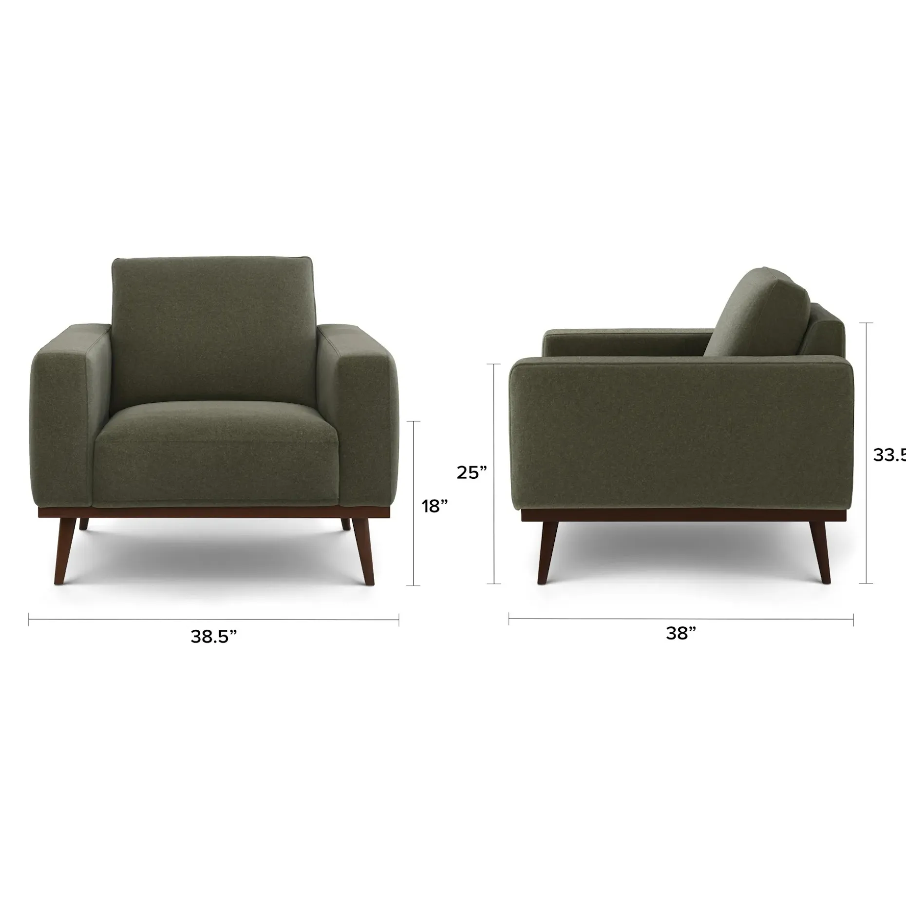 Rhett 38.5" Lounge Chair - Felted Green