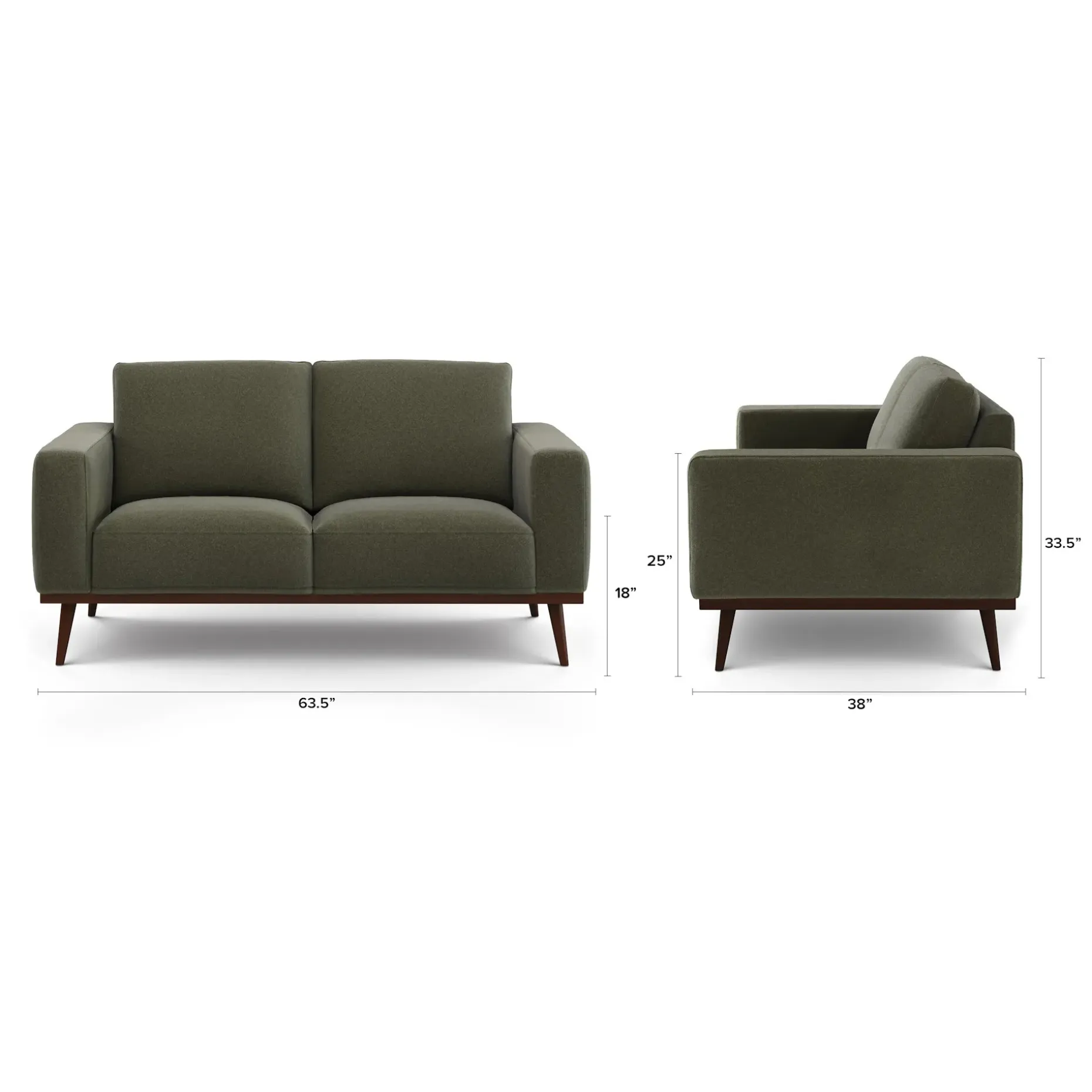 Rhett 63.5" Loveseat - Felted Green