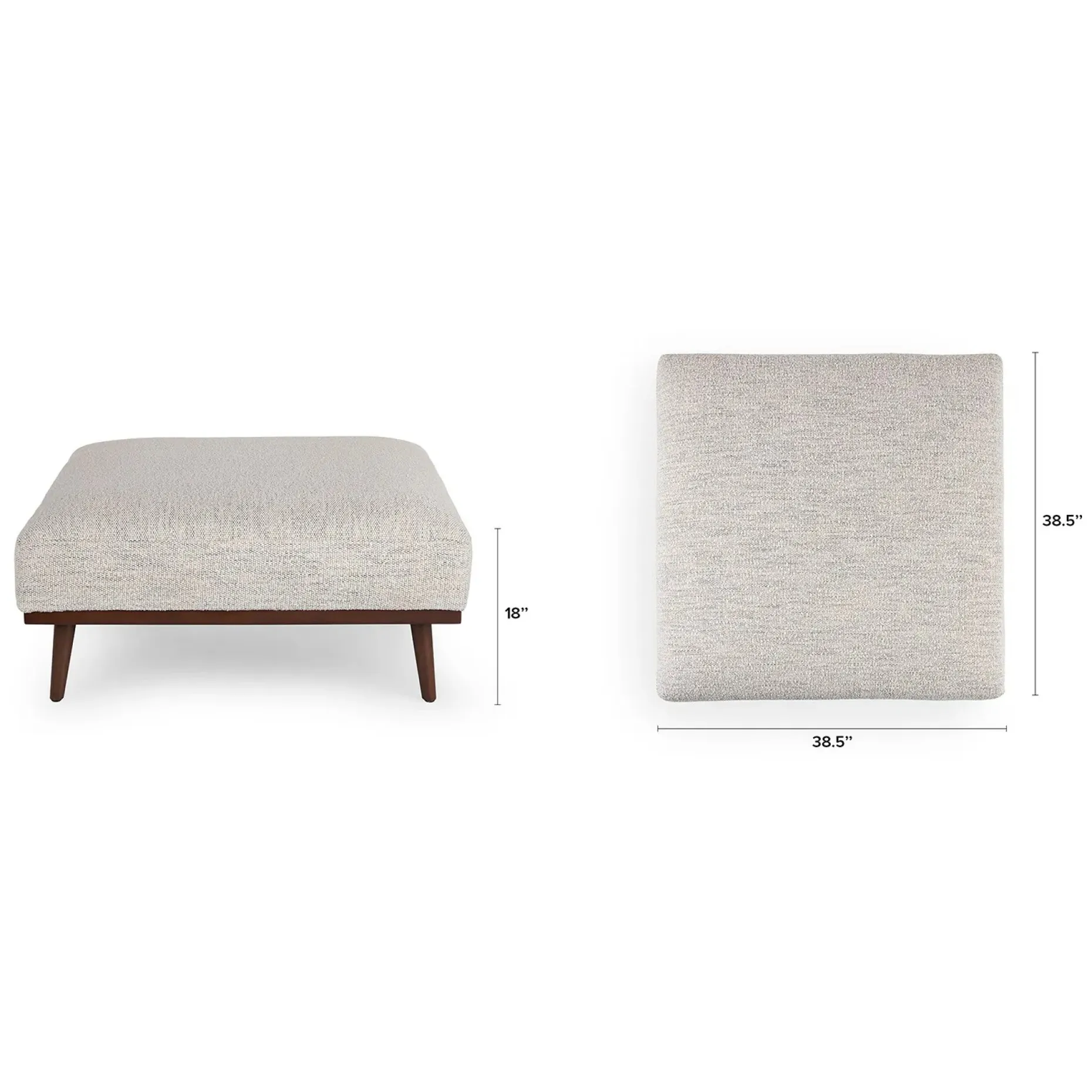 Rhett 38.5" Ottoman - Pepper Ivory