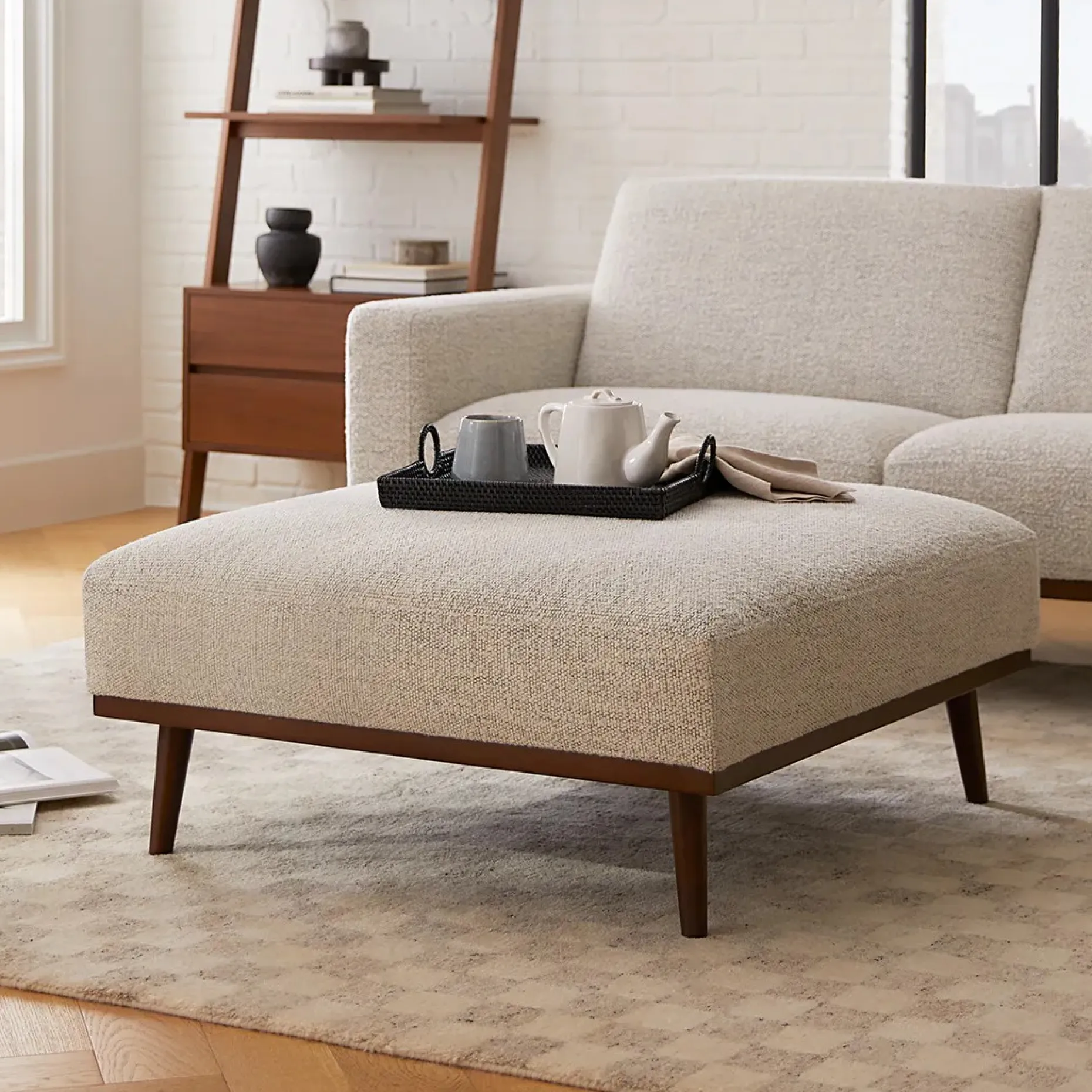 Rhett 38.5" Ottoman - Pepper Ivory