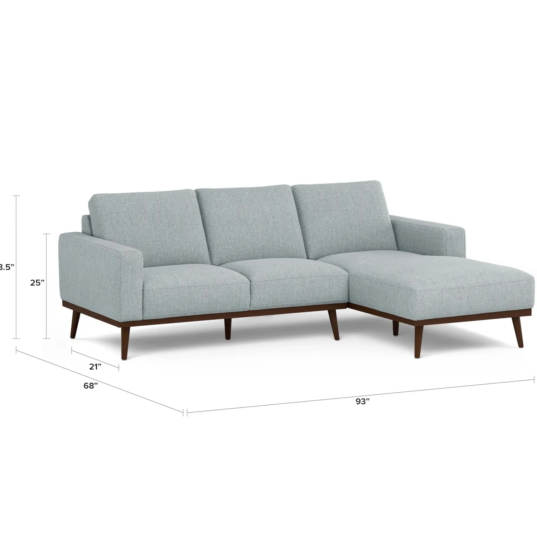 Rhett 93" Right Chaise Sectional - Harbor Gray