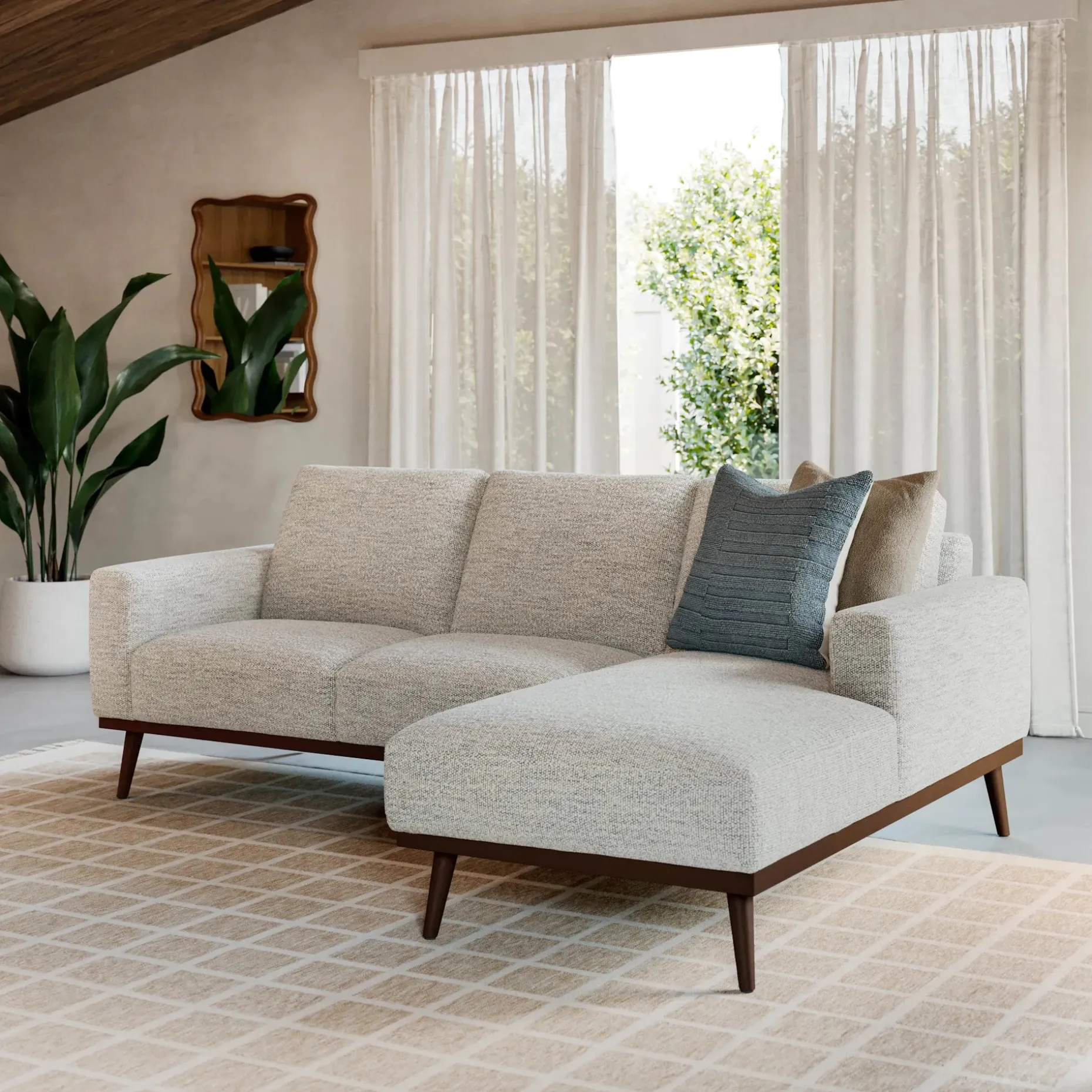 Rhett 93" Right Chaise Sectional - Pepper Ivory