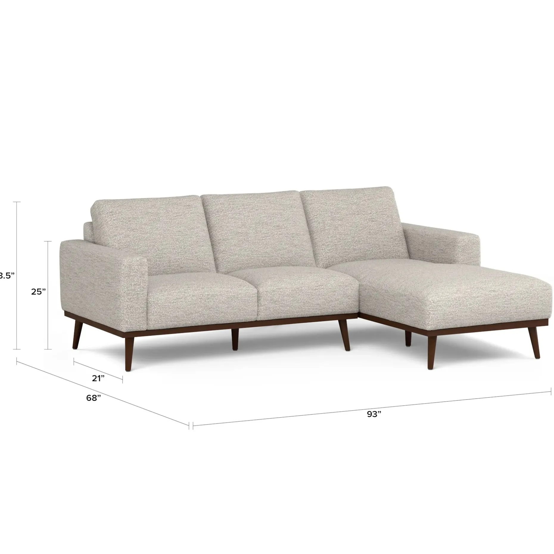 Rhett 93" Right Chaise Sectional - Pepper Ivory