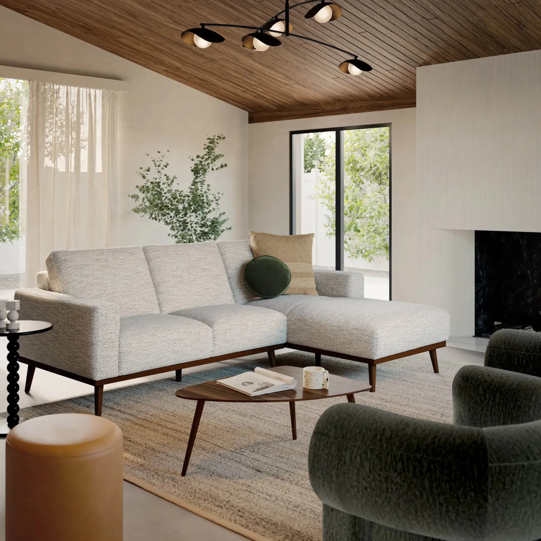 Rhett 93" Right Chaise Sectional - Pepper Ivory