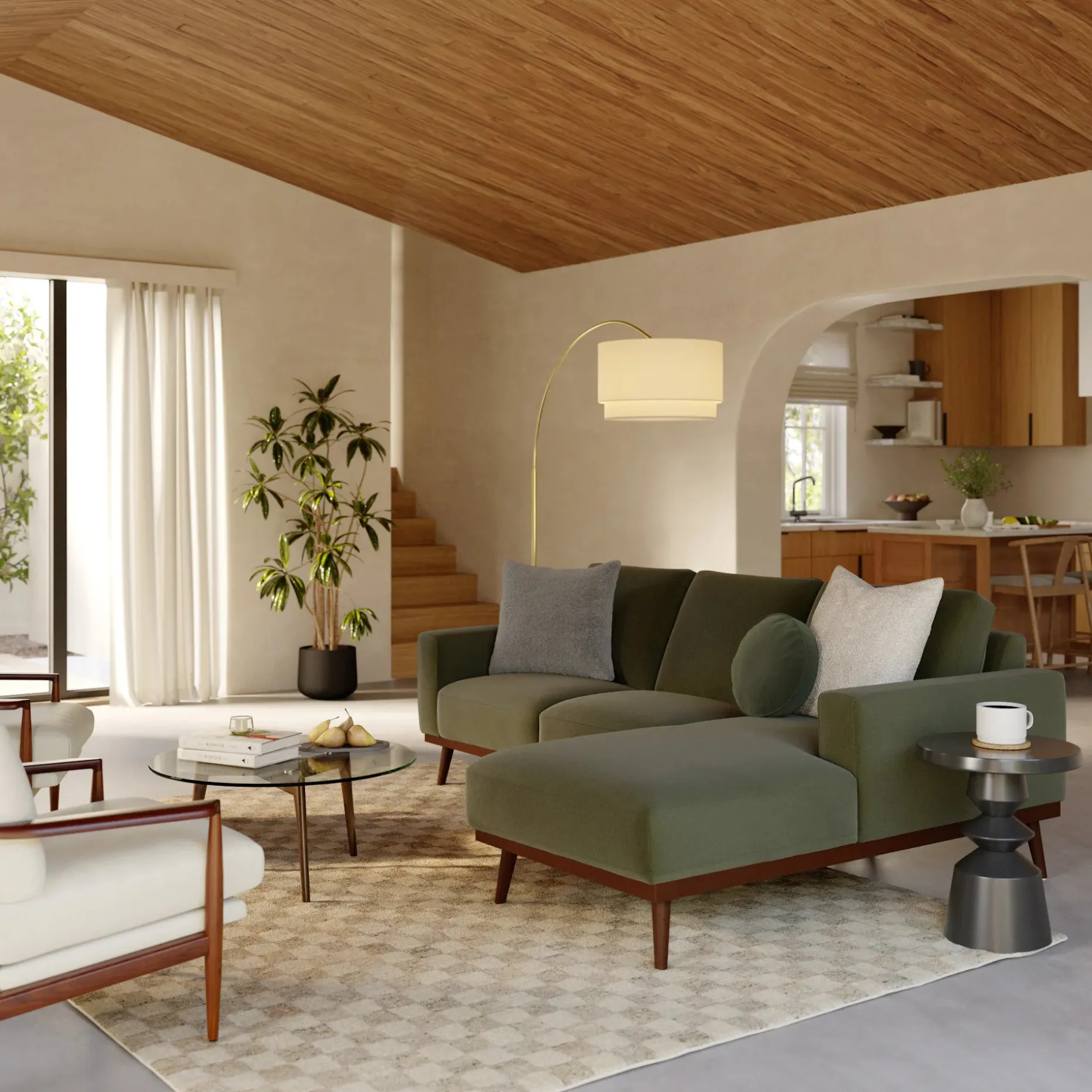 Rhett 93" Right Chaise Sectional - Felted Green
