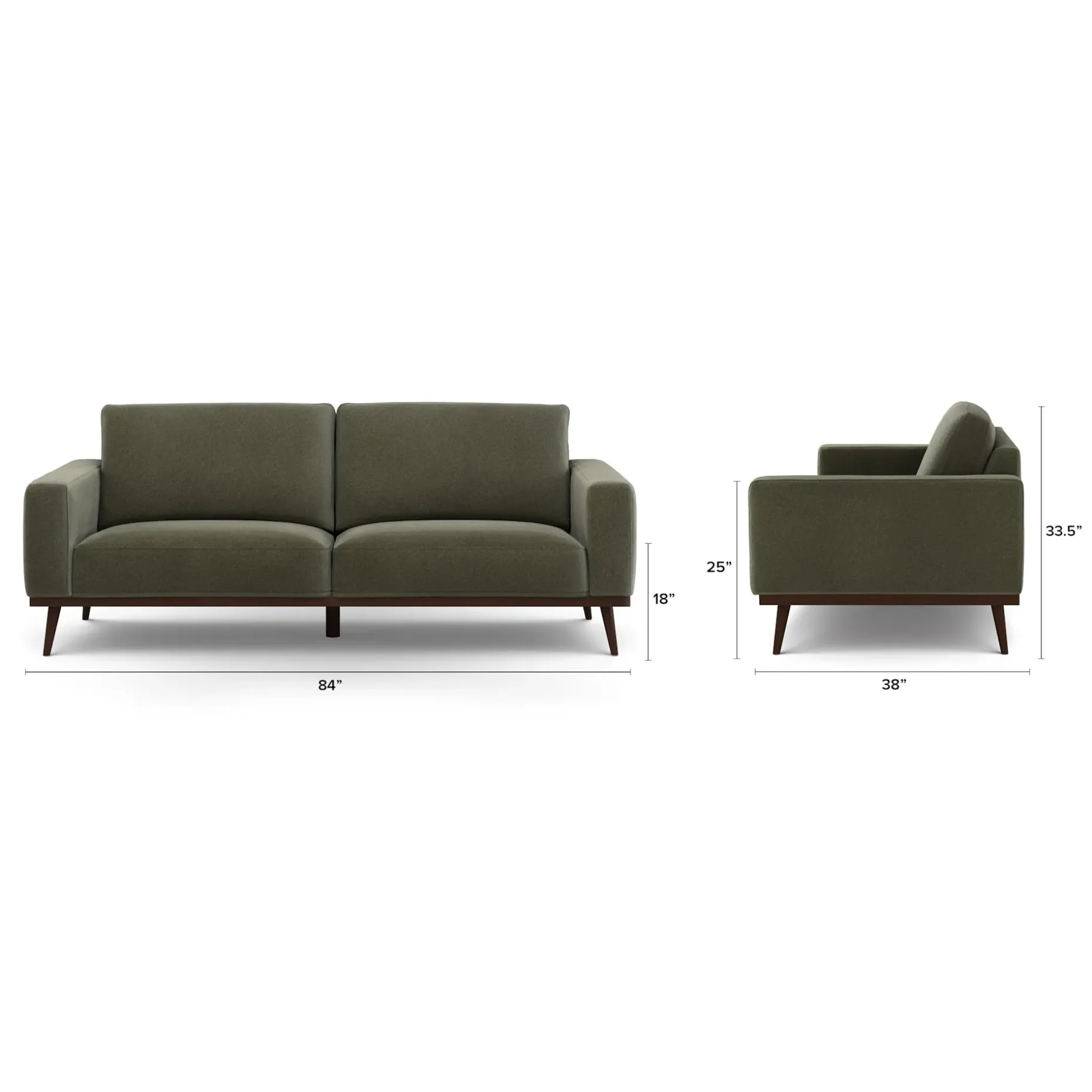 Rhett 84" Sofa - Felted Green