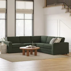 Riley 104" Corner Sectional - Green Wool Bouclé