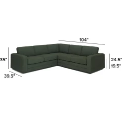 Riley 104" Corner Sectional - Green Wool Bouclé