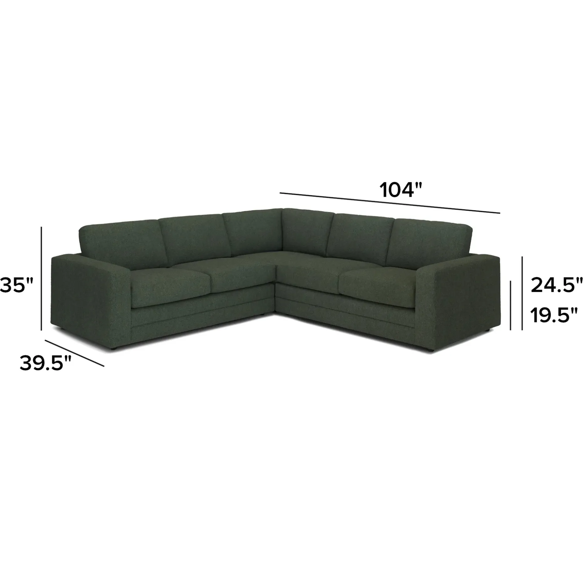 Riley 104" Corner Sectional - Green Wool Bouclé