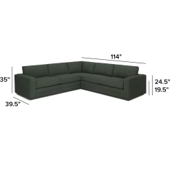 Riley 114" Corner Sectional - Green Wool Bouclé