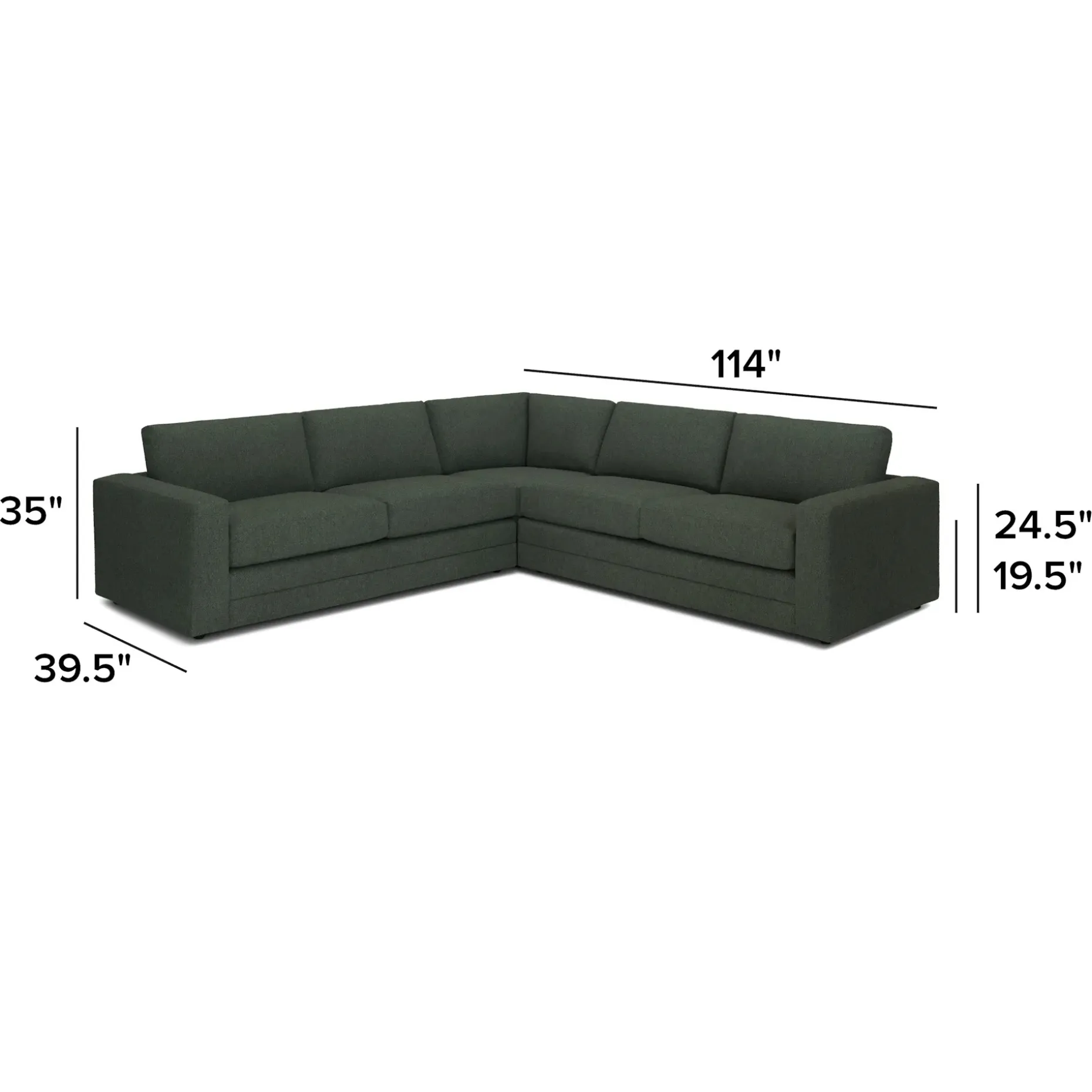 Riley 114" Corner Sectional - Green Wool Bouclé
