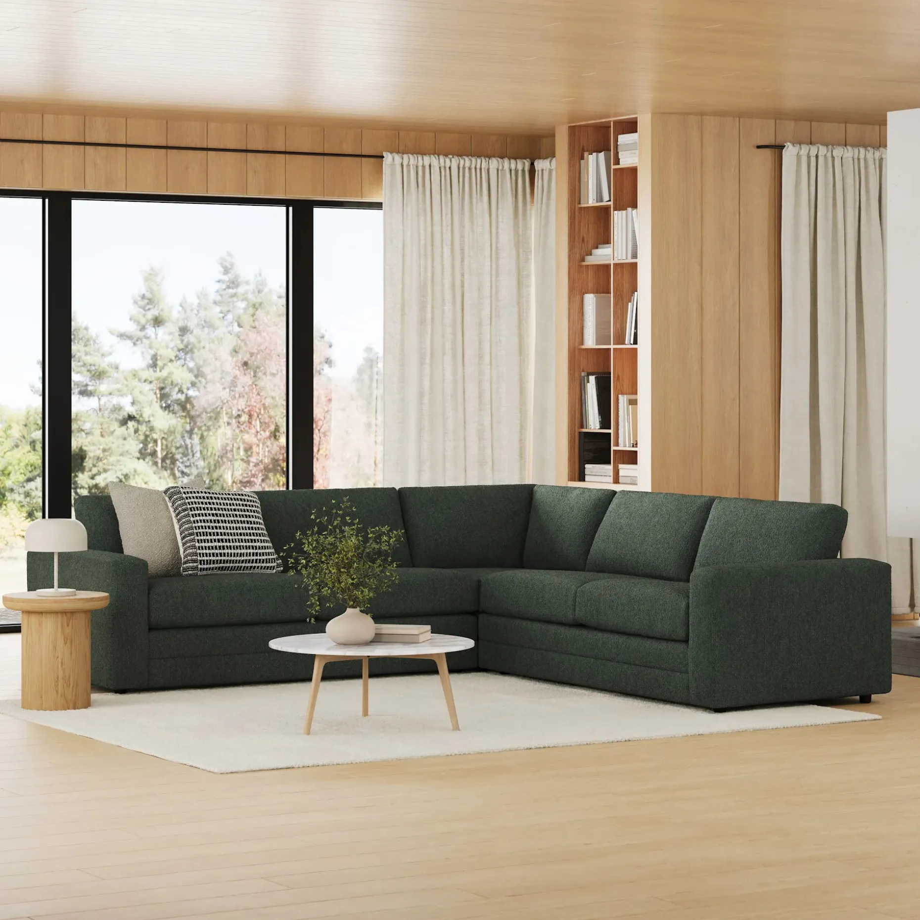 Riley 114" Corner Sectional - Green Wool Bouclé