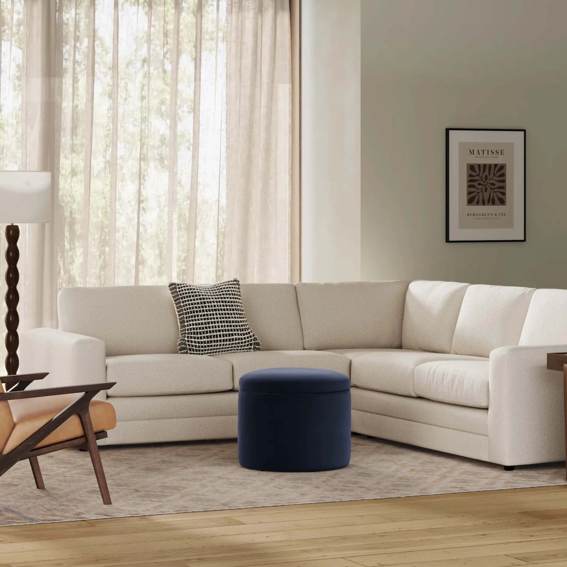 Riley 104" Corner Sectional - Ivory Wool Bouclé