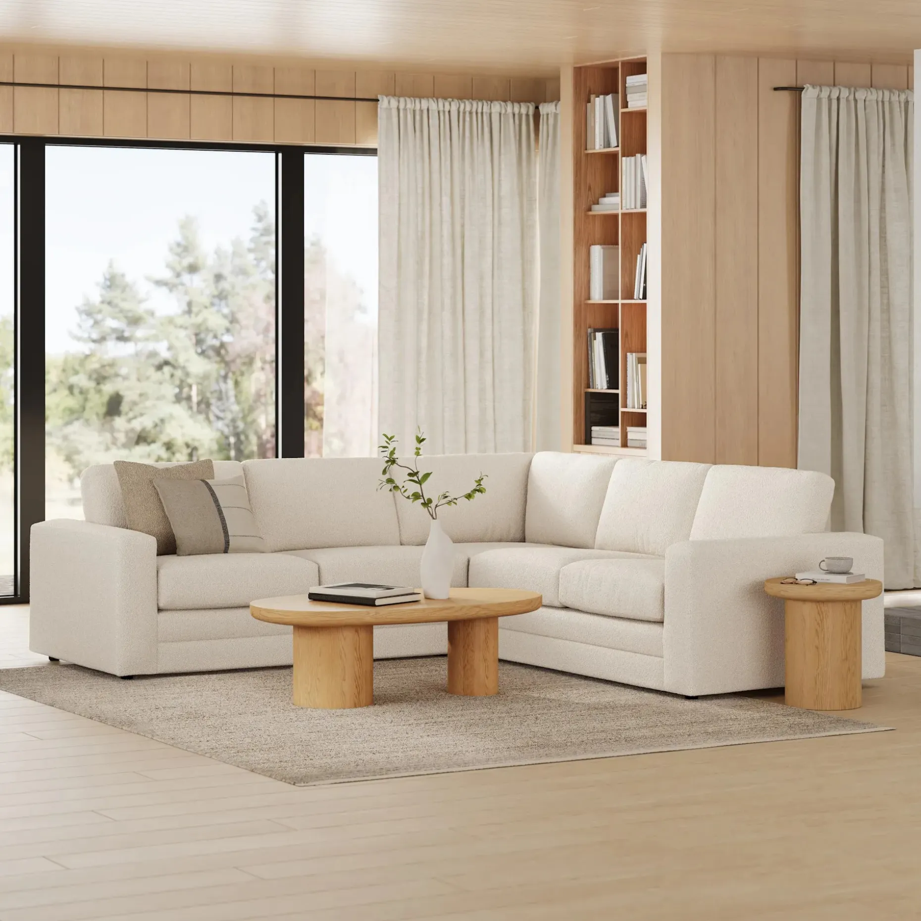 Riley 104" Corner Sectional - Ivory Wool Bouclé