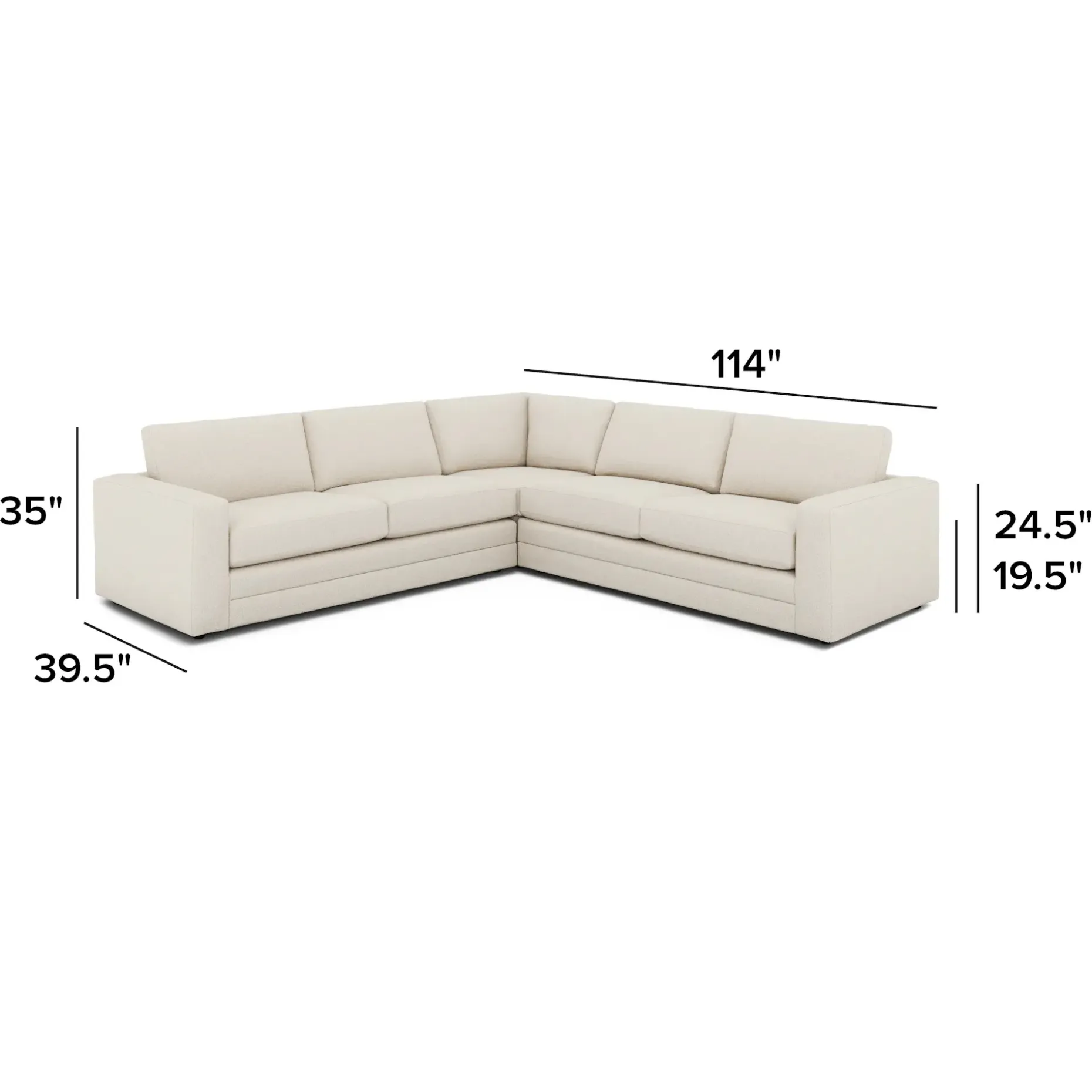 Riley 114" Corner Sectional - Ivory Wool Bouclé