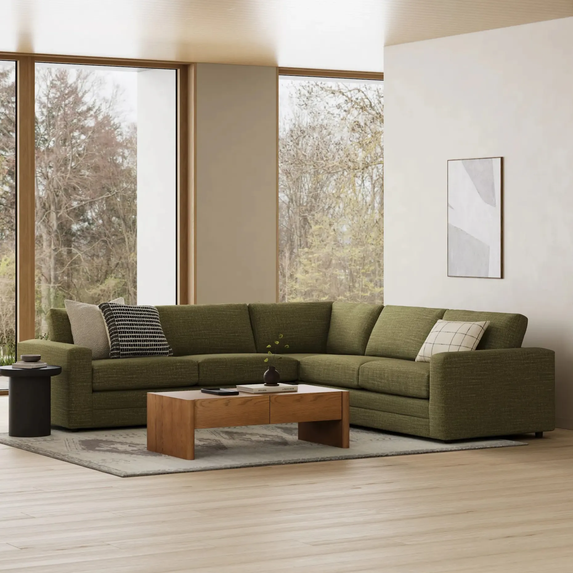 Riley 114" Corner Sectional - Napa Moss