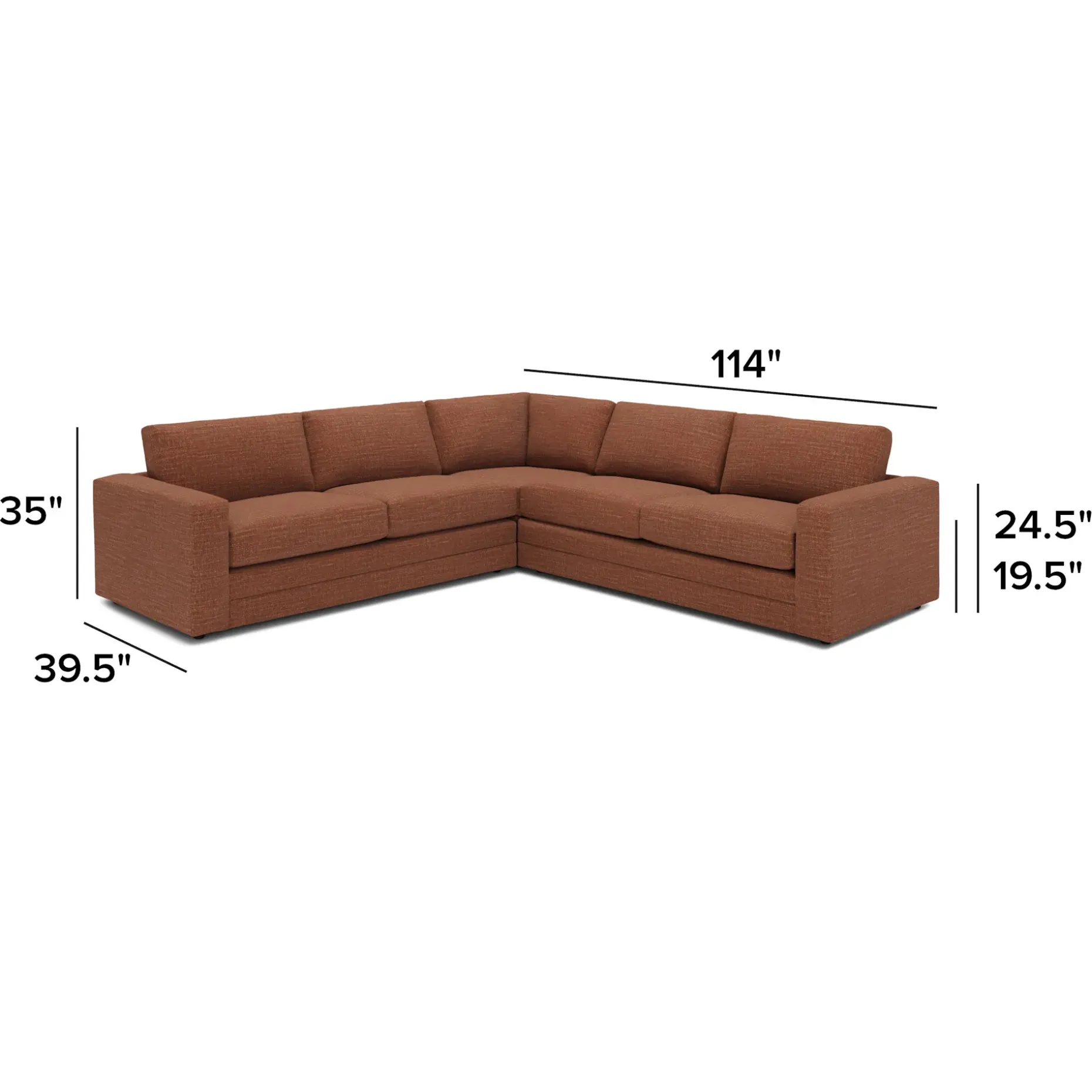 Riley 114" Corner Sectional - Napa Rust