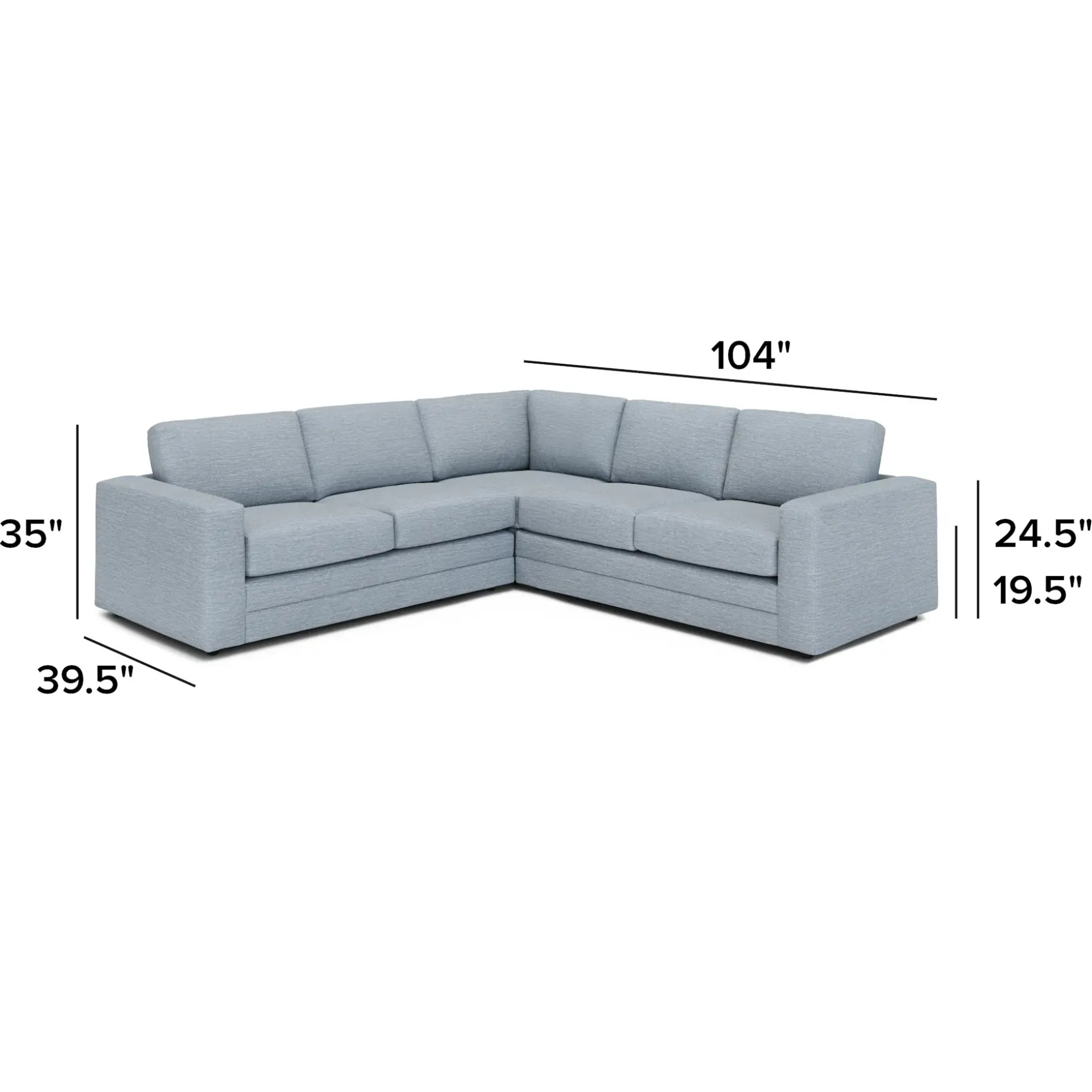 Riley 104" Corner Sectional - Silver Light Blue