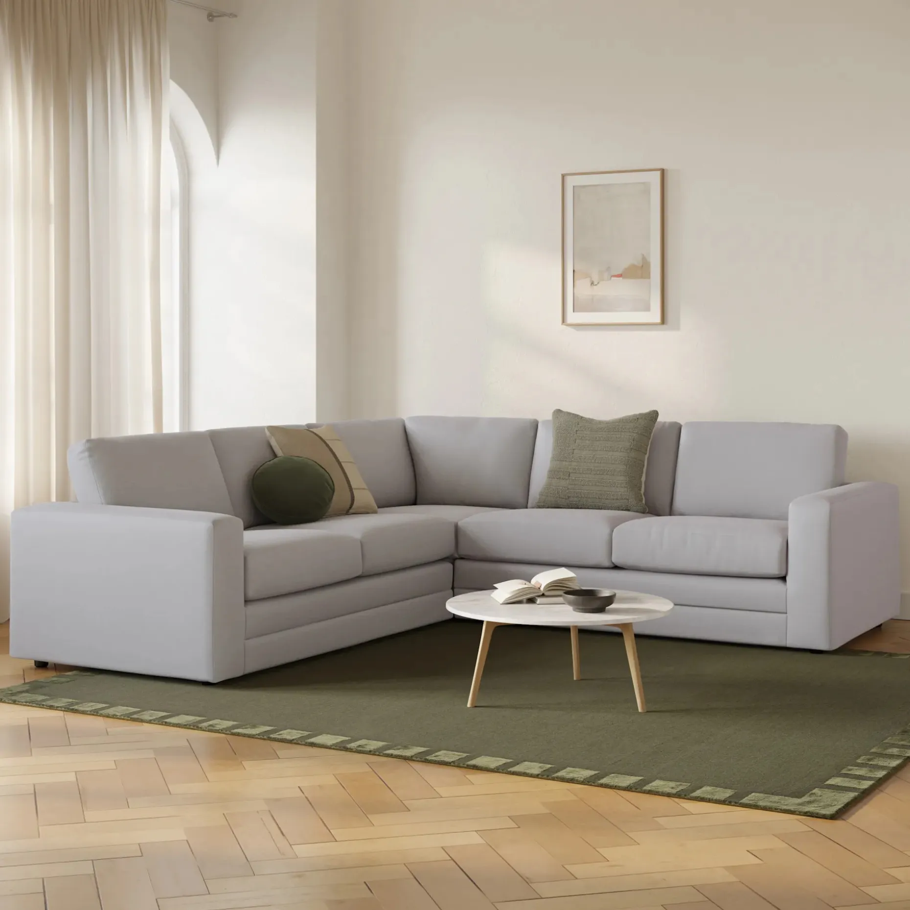 Riley 104" Corner Sectional - Silver Ivory