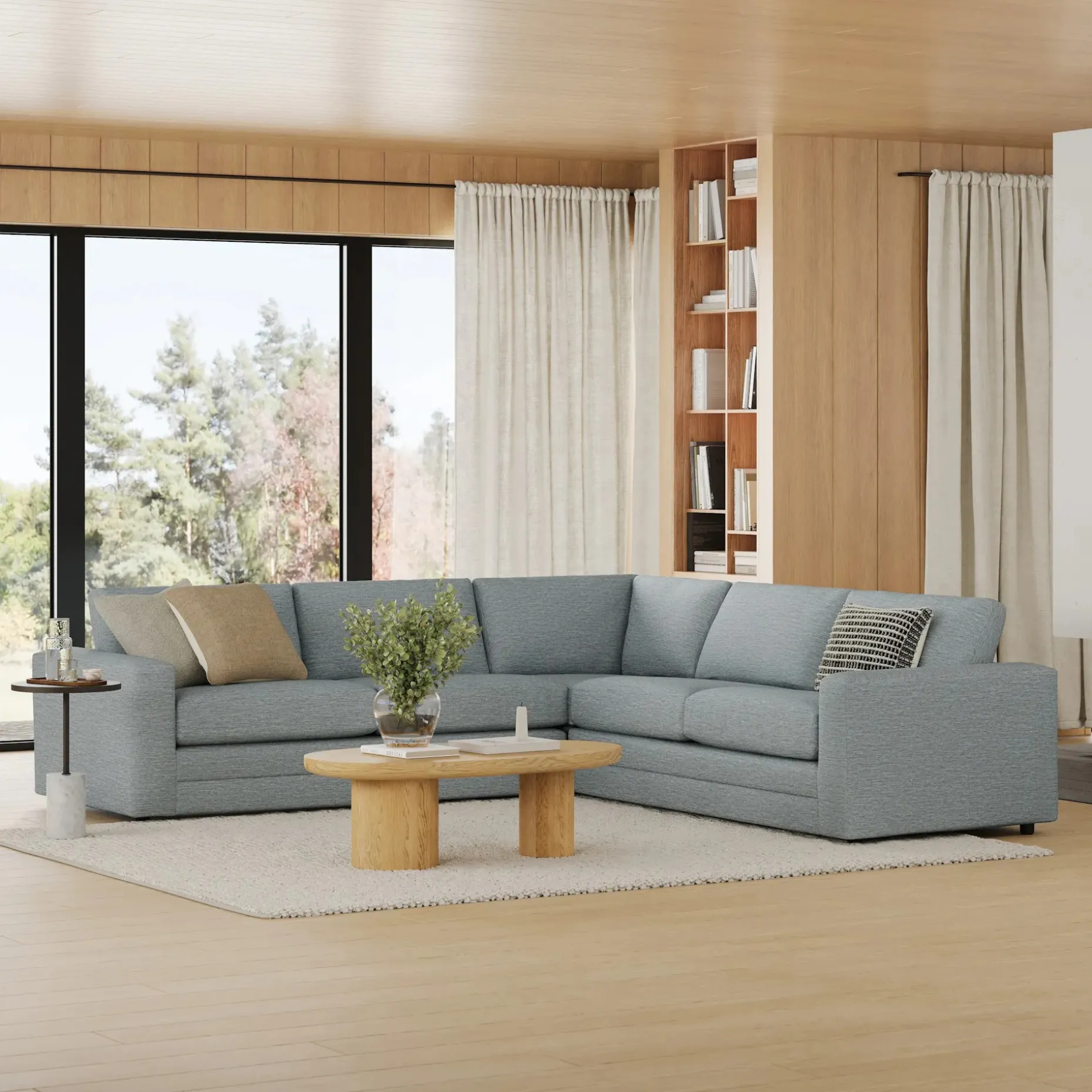 Riley 114" Corner Sectional - Silver Light Blue