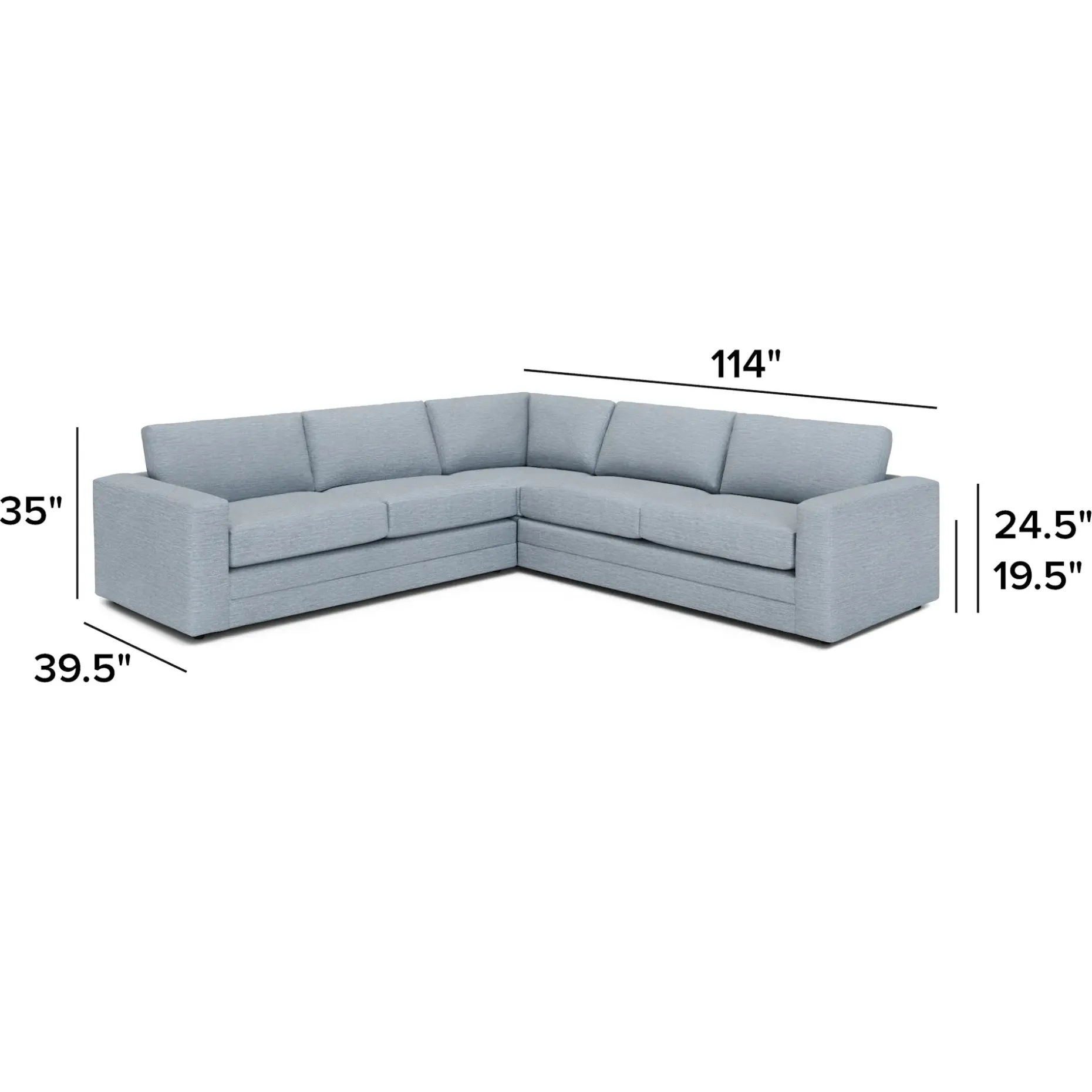 Riley 114" Corner Sectional - Silver Light Blue