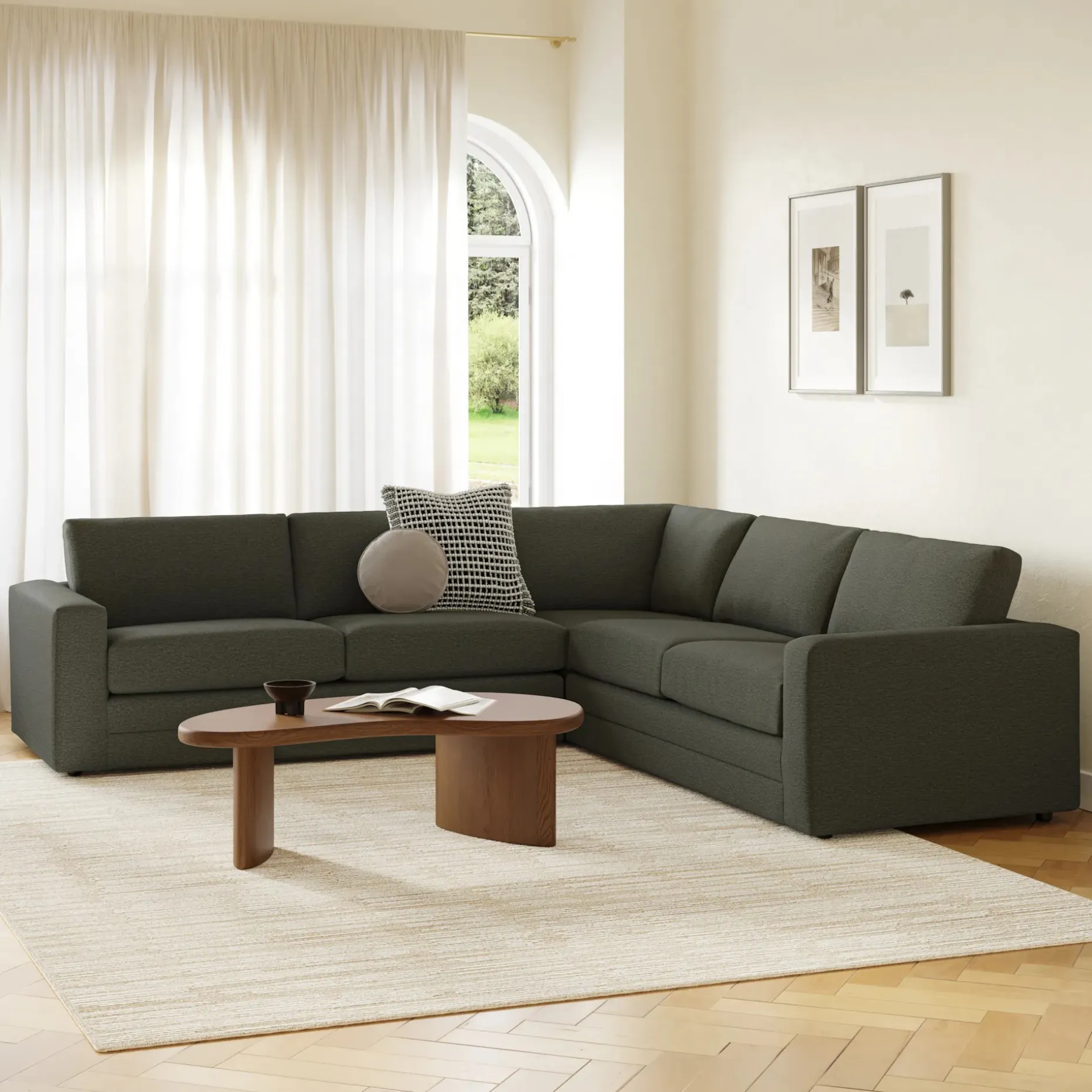 Riley 114" Corner Sectional - Silver Moss