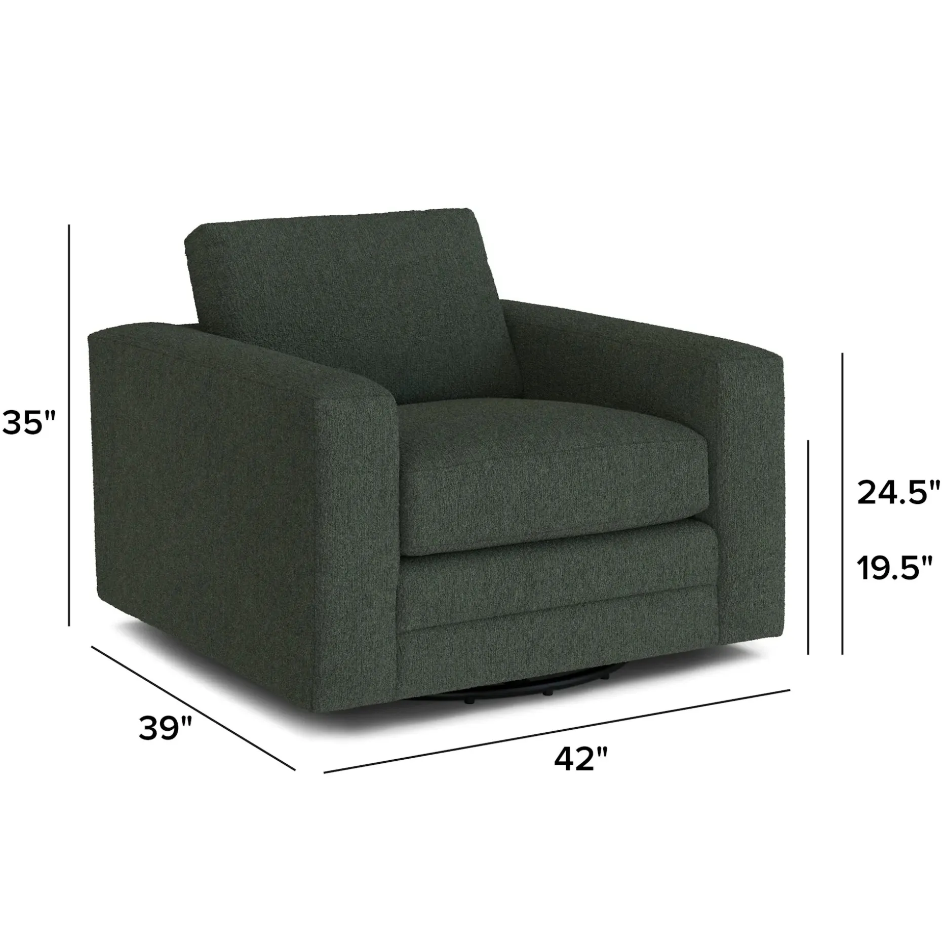 Riley 42" Grand Swivel Chair - Green Wool Bouclé
