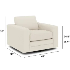 Riley 42" Grand Swivel Chair - Ivory Wool Bouclé