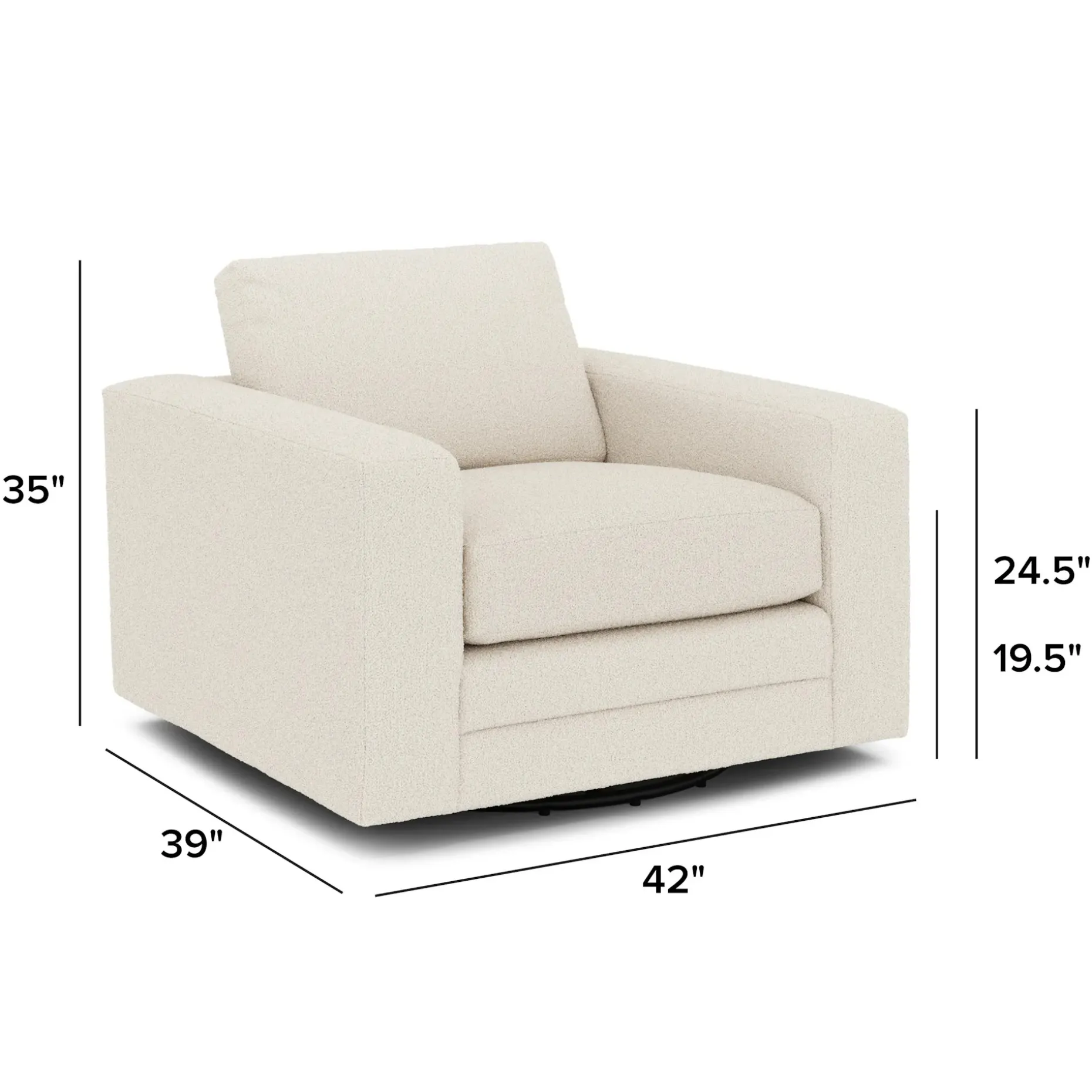 Riley 42" Grand Swivel Chair - Ivory Wool Bouclé