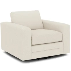 Riley 42" Grand Swivel Chair - Ivory Wool Bouclé