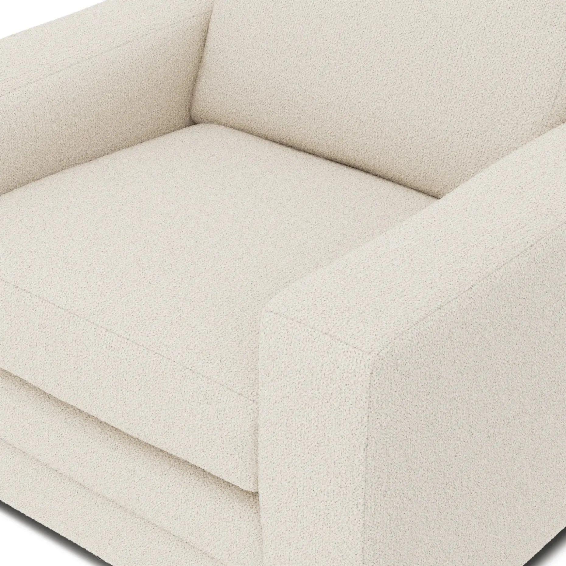 Riley 42" Grand Swivel Chair - Ivory Wool Bouclé