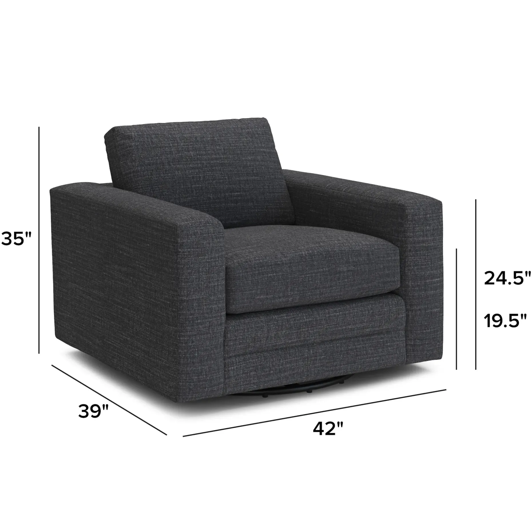 Riley 42" Grand Swivel Chair - Napa Charcoal