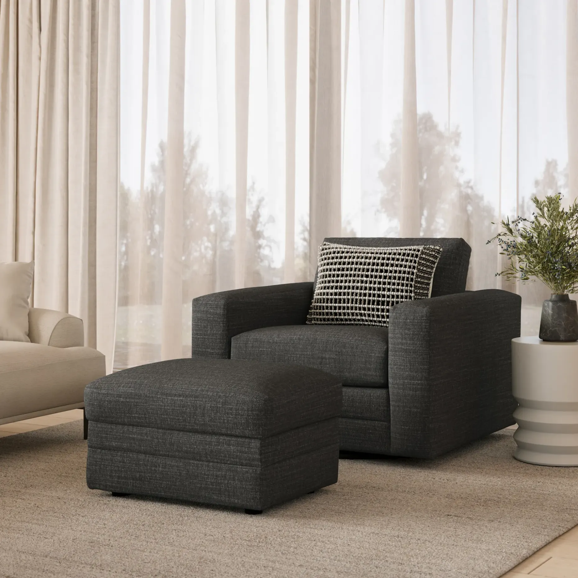 Riley 42" Grand Swivel Chair - Napa Charcoal