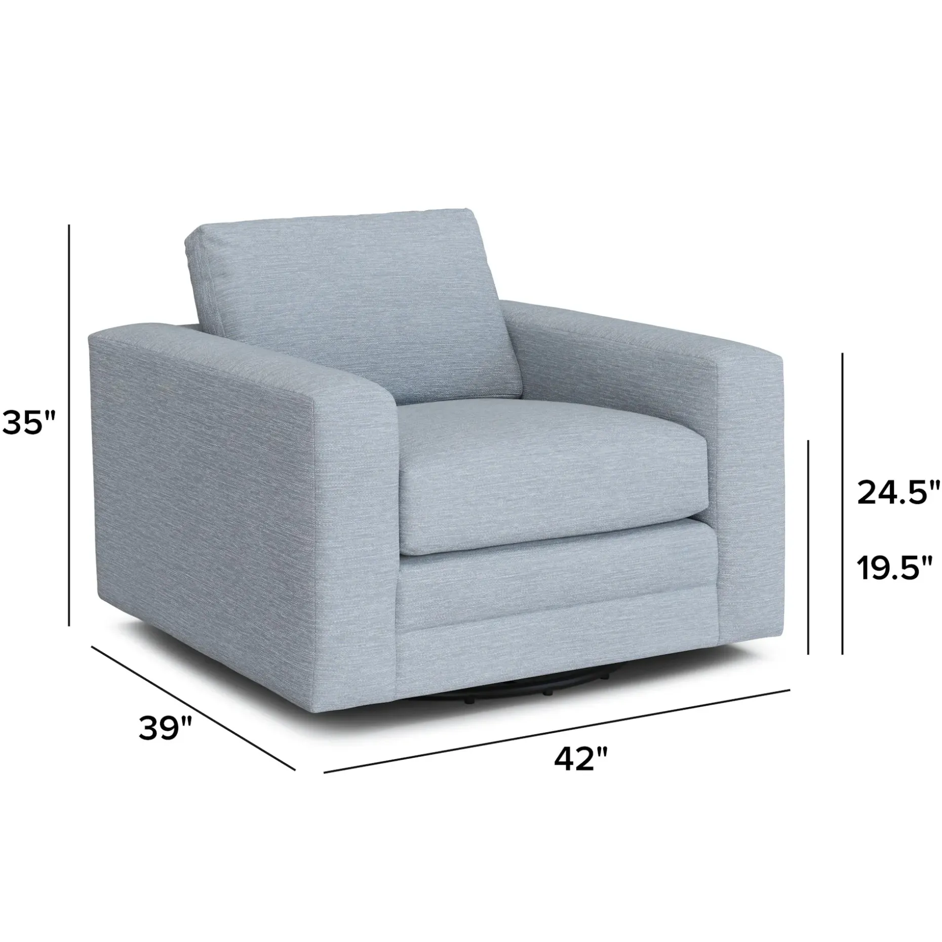 Riley 42" Grand Swivel Chair - Silver Light Blue