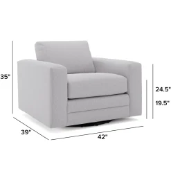 Riley 42" Grand Swivel Chair - Silver Ivory