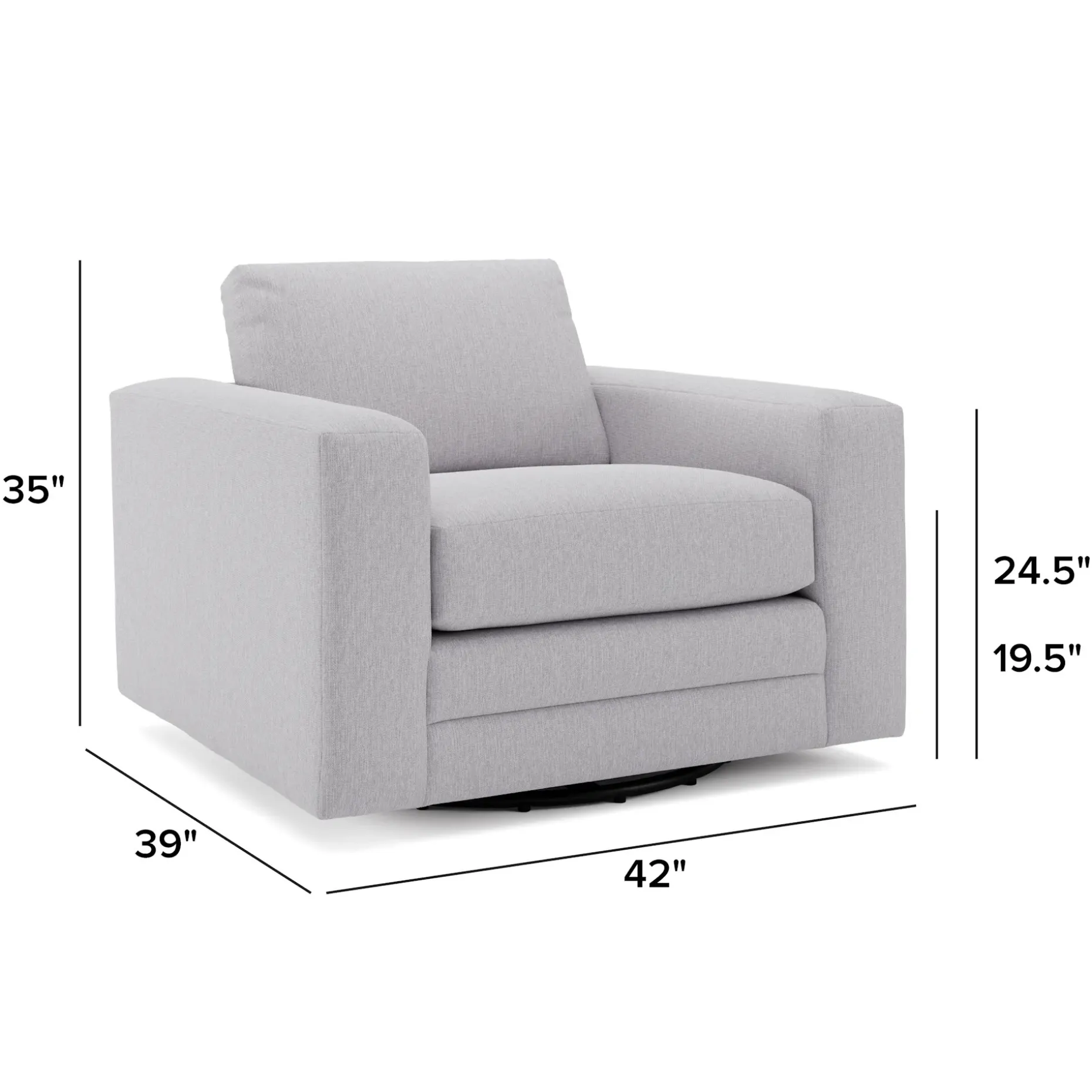 Riley 42" Grand Swivel Chair - Silver Ivory