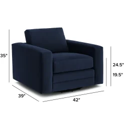 Riley 42" Grand Velvet Swivel Chair - Hale Ink
