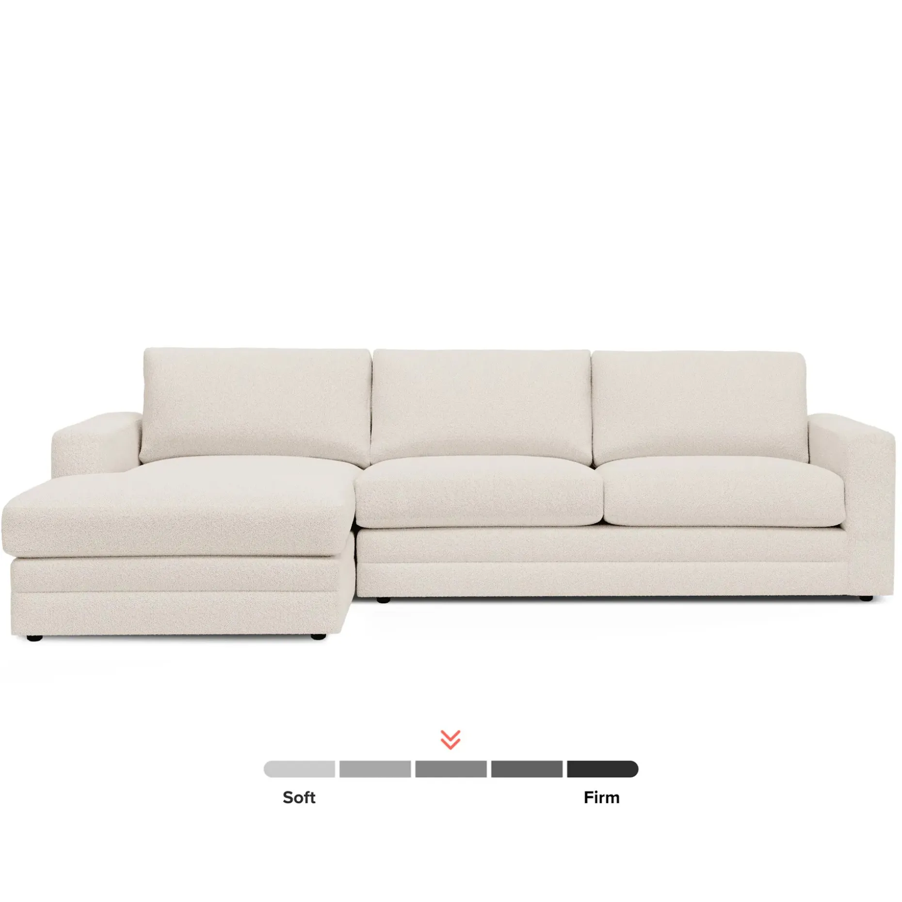 Riley 118.5" Left Sectional - Ivory Wool Bouclé