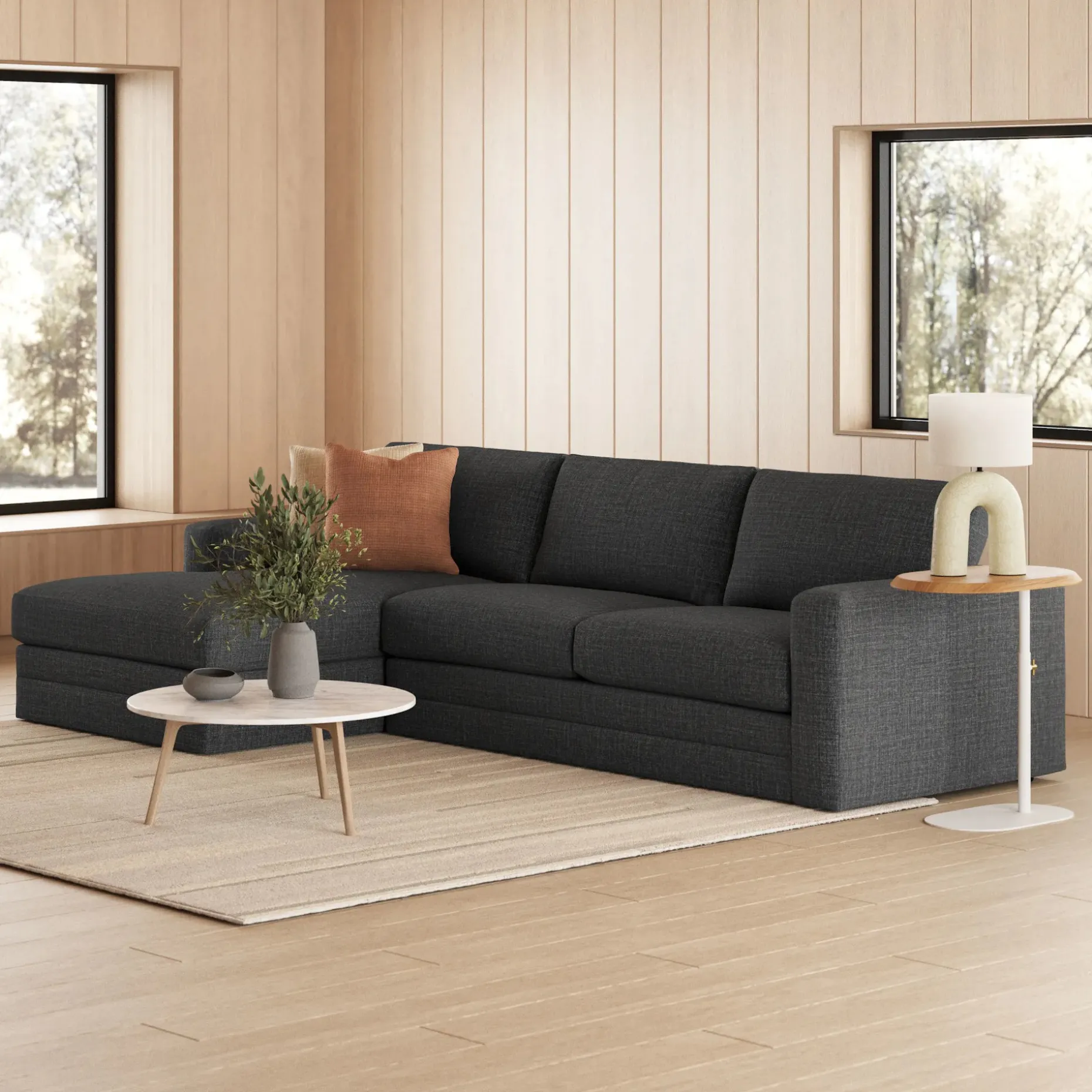 Riley 118.5" Left Sectional - Napa Charcoal