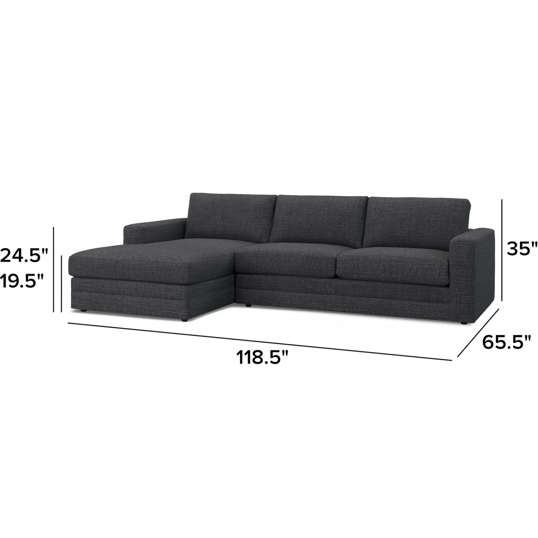 Riley 118.5" Left Sectional - Napa Charcoal